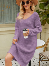 Load image into Gallery viewer, V-Neck Long Sleeve Sweater Dress
