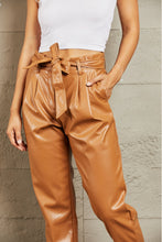 Load image into Gallery viewer, HEYSON Powerful You Full Size Faux Leather Paperbag Waist Pants
