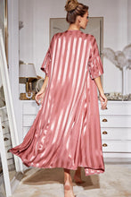 Load image into Gallery viewer, Striped Flounce Sleeve Open Front Robe and Cami Dress Set
