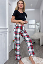 Load image into Gallery viewer, Lettuce Trim Cropped T-Shirt and Plaid Pants Lounge Set
