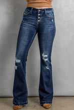 Load image into Gallery viewer, Button Fly Distressed Bootcut Jeans
