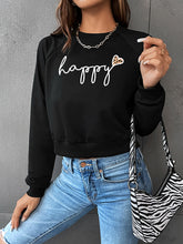 Load image into Gallery viewer, Raglan Sleeve HAPPY Graphic Sweatshirt
