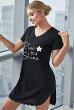 Load image into Gallery viewer, RISE AND SHINE Contrast Lace V-Neck T-Shirt Dress
