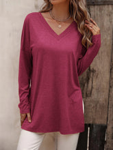 Load image into Gallery viewer, V-Neck Long Sleeve Slit Top
