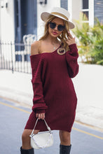 Load image into Gallery viewer, V-Neck Rib-Knit Sweater Dress
