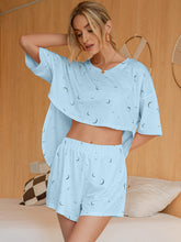 Load image into Gallery viewer, Moon Print T-Shirt and Shorts Lounge Set
