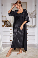 Load image into Gallery viewer, Striped Flounce Sleeve Open Front Robe and Cami Dress Set
