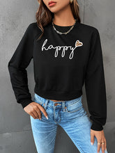 Load image into Gallery viewer, Raglan Sleeve HAPPY Graphic Sweatshirt
