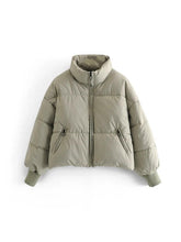 Load image into Gallery viewer, Zip Up Drawstring Winter Coat with Pockets
