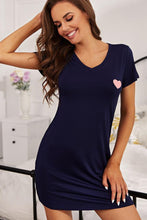 Load image into Gallery viewer, Heart Graphic Short Sleeve Night Dress
