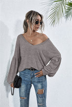 Load image into Gallery viewer, V-Neck Long Sleeve Dropped Shoulder Knit Top
