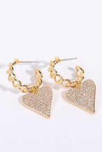 Load image into Gallery viewer, Zircon Decor Heart C-Hoop Drop Earrings
