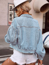 Load image into Gallery viewer, Lantern Sleeve Denim Jacket
