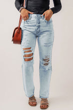 Load image into Gallery viewer, Distressed Buttoned Jeans with Pockets
