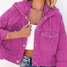 Load image into Gallery viewer, Hooded Dropped Shoulder Denim Jacket
