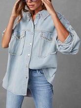 Load image into Gallery viewer, Button Down Raw Hem Denim Jacket
