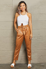 Load image into Gallery viewer, HEYSON Powerful You Full Size Faux Leather Paperbag Waist Pants
