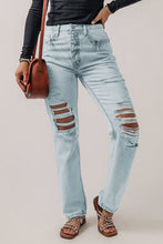 Load image into Gallery viewer, Distressed Buttoned Jeans with Pockets
