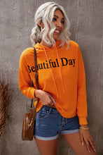 Load image into Gallery viewer, BEAUTIFUL DAY Graphic Drawstring Hoodie
