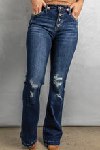 Load image into Gallery viewer, Button Fly Distressed Bootcut Jeans
