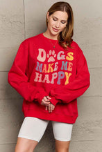 Load image into Gallery viewer, Simply Love Simply Love Full Size DOGS MAKE ME HAPPY Graphic Sweatshirt
