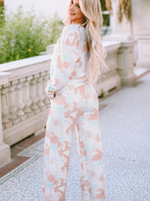 Load image into Gallery viewer, Printed Long Sleeve Top and Wide Leg Pants Lounge Set
