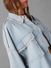 Load image into Gallery viewer, Button Down Raw Hem Denim Jacket
