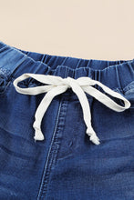 Load image into Gallery viewer, Drawstring Distressed Raw Hem Jeans with Pockets
