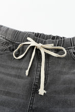 Load image into Gallery viewer, Drawstring Distressed Raw Hem Jeans with Pockets
