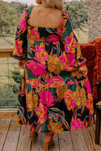 Load image into Gallery viewer, Plus Size Printed Square Neck Balloon Sleeve Dress
