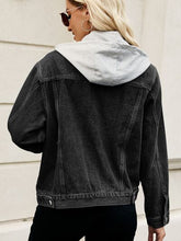 Load image into Gallery viewer, Drawstring Hooded Button Up Denim Jacket
