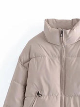 Load image into Gallery viewer, Zip Up Drawstring Winter Coat with Pockets
