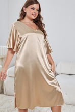 Load image into Gallery viewer, Plus Size Flutter Sleeve V-Neck Side Slit Night Gown
