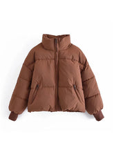 Load image into Gallery viewer, Zip Up Drawstring Winter Coat with Pockets
