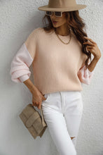 Load image into Gallery viewer, Two-Tone Rib-Knit Dropped Shoulder Sweater
