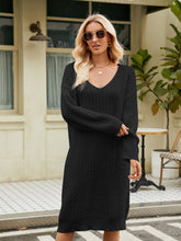 Load image into Gallery viewer, V-Neck Long Sleeve Sweater Dress
