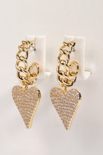 Load image into Gallery viewer, Zircon Decor Heart C-Hoop Drop Earrings
