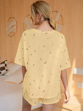 Load image into Gallery viewer, Moon Print T-Shirt and Shorts Lounge Set
