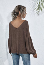 Load image into Gallery viewer, V-Neck Long Sleeve Dropped Shoulder Knit Top
