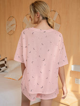 Load image into Gallery viewer, Moon Print T-Shirt and Shorts Lounge Set
