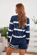 Load image into Gallery viewer, Tie-dyed Stripes Long Sleeve Shorts Lounge Set
