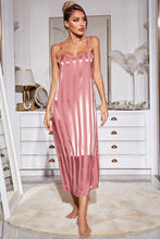 Load image into Gallery viewer, Striped Flounce Sleeve Open Front Robe and Cami Dress Set
