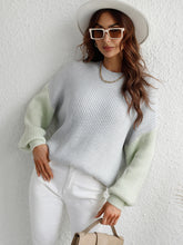 Load image into Gallery viewer, Two-Tone Rib-Knit Dropped Shoulder Sweater
