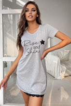 Load image into Gallery viewer, RISE AND SHINE Contrast Lace V-Neck T-Shirt Dress
