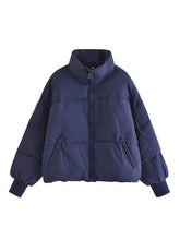 Load image into Gallery viewer, Zip Up Drawstring Winter Coat with Pockets
