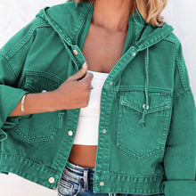 Load image into Gallery viewer, Hooded Dropped Shoulder Denim Jacket
