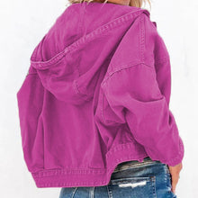 Load image into Gallery viewer, Hooded Dropped Shoulder Denim Jacket
