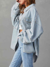 Load image into Gallery viewer, Button Down Raw Hem Denim Jacket
