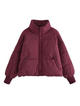 Load image into Gallery viewer, Zip Up Drawstring Winter Coat with Pockets
