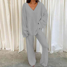 Load image into Gallery viewer, V-Neck Long Sleeve Top and Long Pants Set
